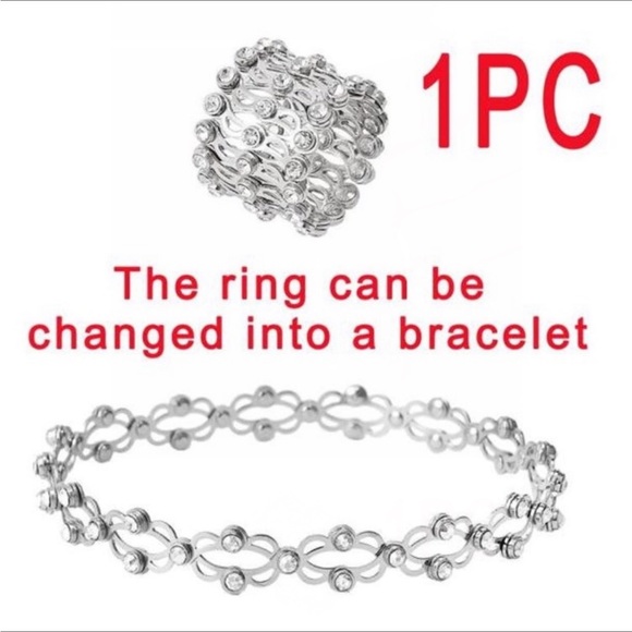 New Rhinestone ‘Ring to Bracelet’ Multipurpose Jewelry \ Transforming Ring - Picture 14 of 16